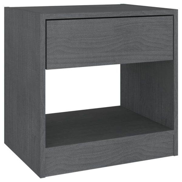 Wantage Bedside Cabinet 40x31x40 cm Solid Pinewood – Grey, 1