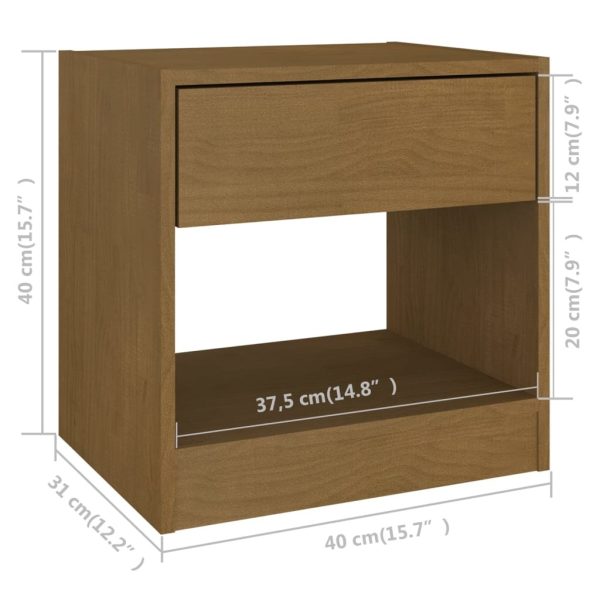 Wantage Bedside Cabinet 40x31x40 cm Solid Pinewood – Honey Brown, 1