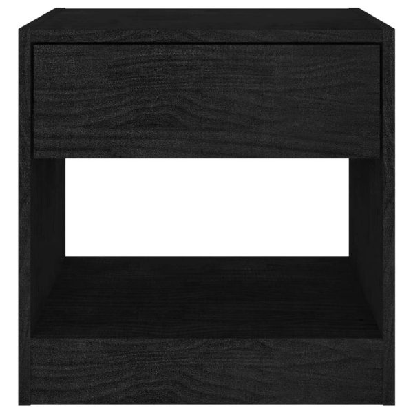 Wantage Bedside Cabinet 40x31x40 cm Solid Pinewood – Black, 1