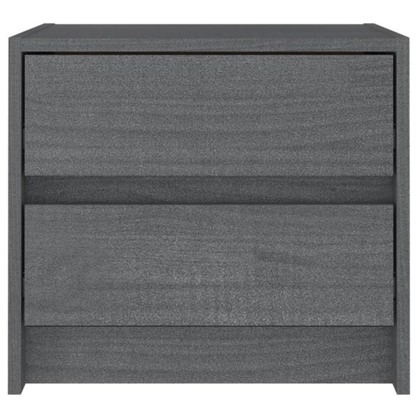 Haslingden Bedside Cabinet 40×30.5×35.5 cm Solid Pine Wood – Grey, 1