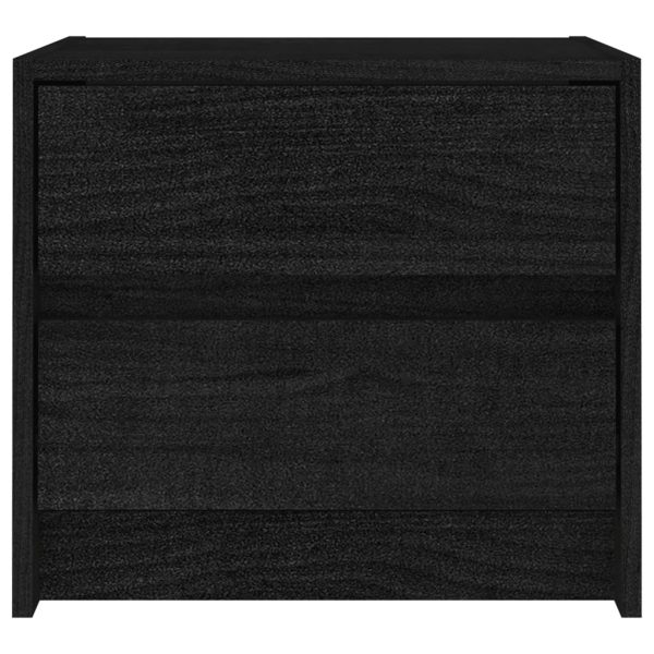 Haslingden Bedside Cabinet 40×30.5×35.5 cm Solid Pine Wood – Black, 1