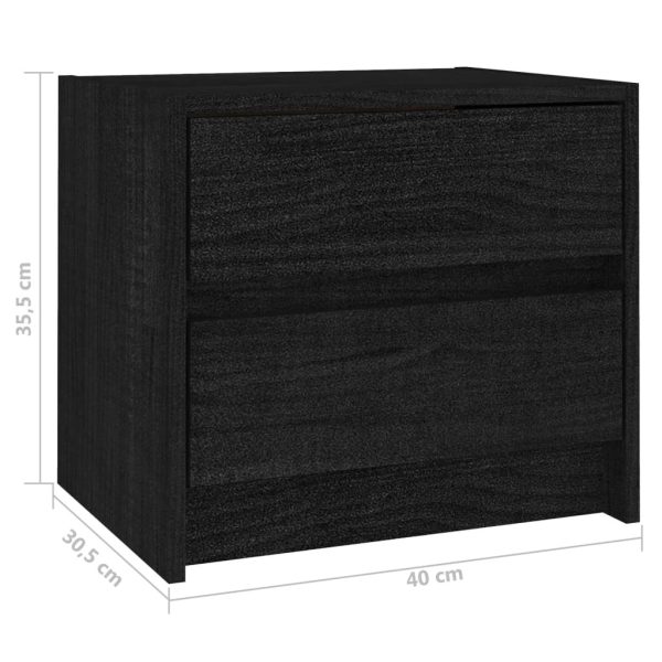 Haslingden Bedside Cabinet 40×30.5×35.5 cm Solid Pine Wood – Black, 1