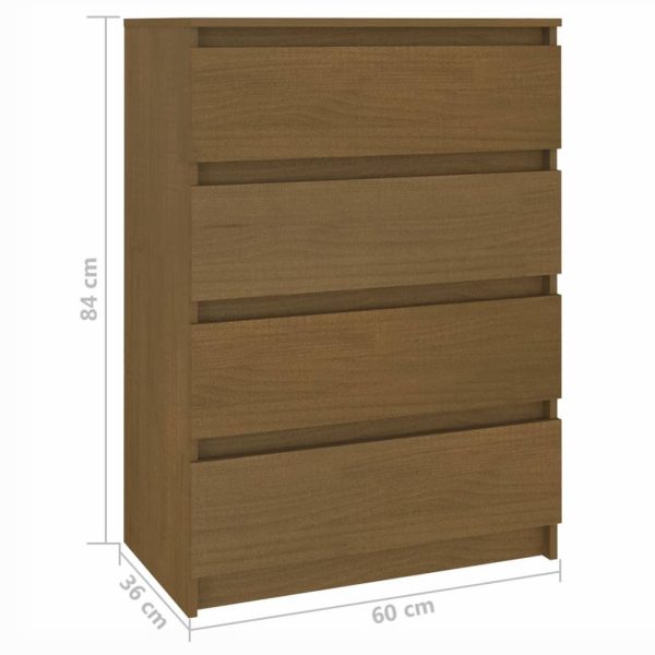 Dartmouth Side Cabinet 60x36x84 cm Solid Pinewood – Honey Brown