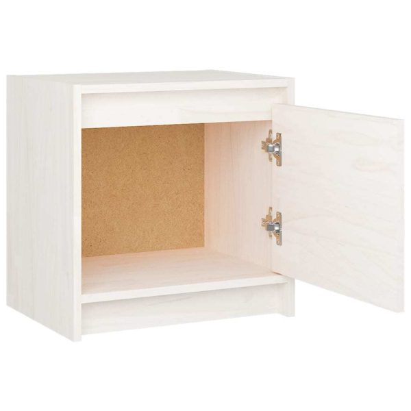 Halstead Bedside Cabinet 40×30.5×40 cm Solid Pinewood – White, 1