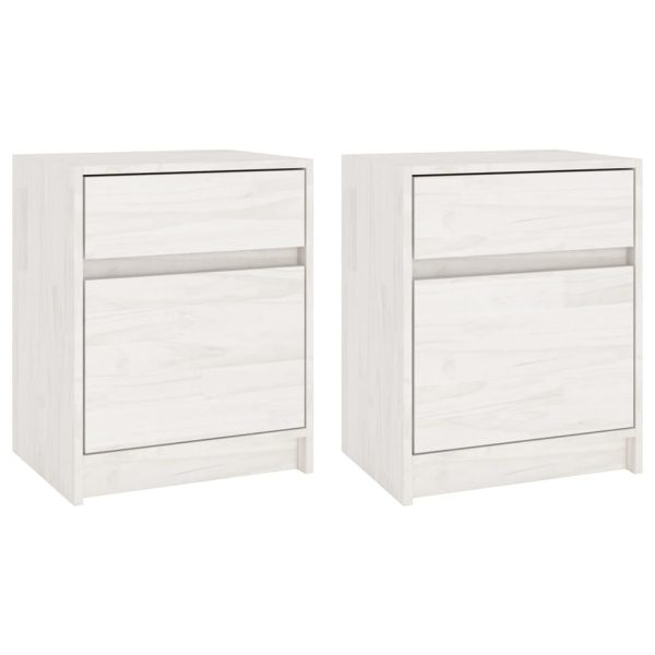 Cleethorpes Bedside Cabinet 40x31x50 cm Solid Pinewood – White, 2