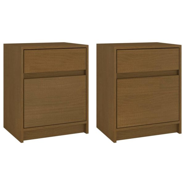 Cleethorpes Bedside Cabinet 40x31x50 cm Solid Pinewood – Honey Brown, 2
