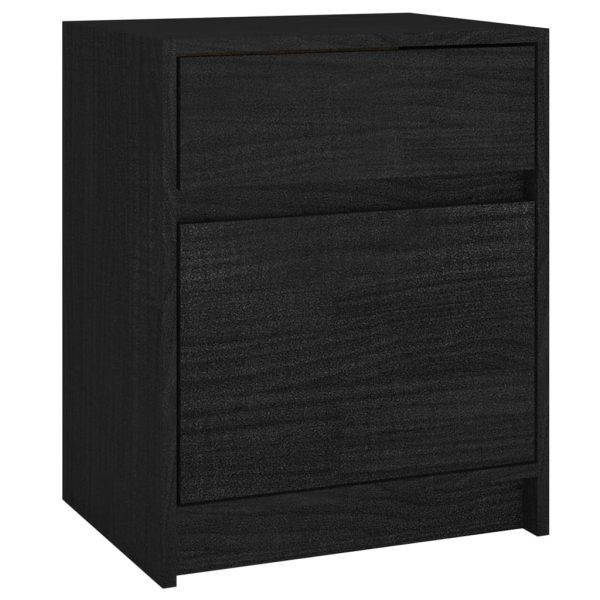 Cleethorpes Bedside Cabinet 40x31x50 cm Solid Pinewood – Black, 1