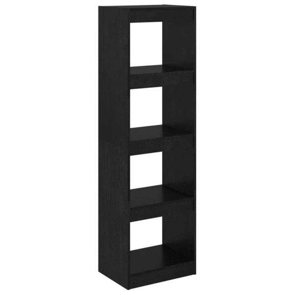 Book Cabinet Solid Pinewood – 40x30x135.5 cm, Black