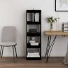 Book Cabinet Solid Pinewood – 40x30x135.5 cm, Black