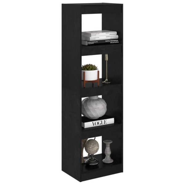 Book Cabinet Solid Pinewood – 40x30x135.5 cm, Black