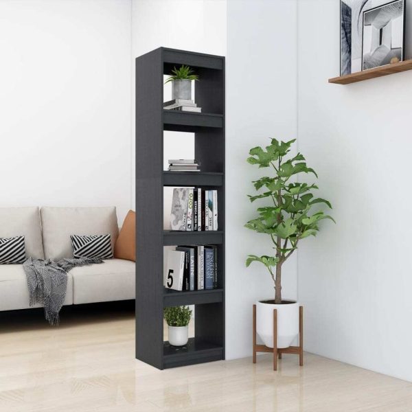 Book Cabinet Solid Pinewood – 40x30x167.5 cm, Grey