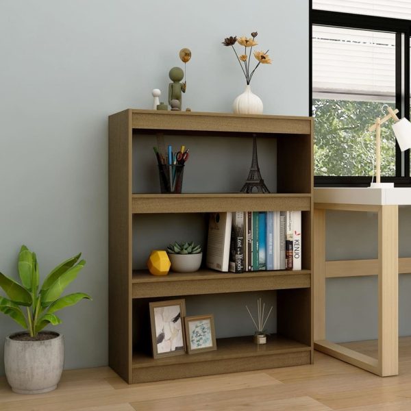 Book Cabinet Solid Pinewood – 100x30x103 cm, Honey Brown