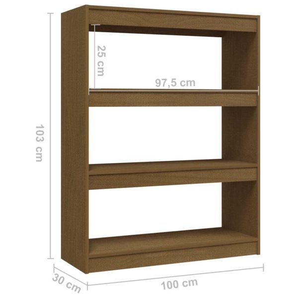 Book Cabinet Solid Pinewood – 100x30x103 cm, Honey Brown