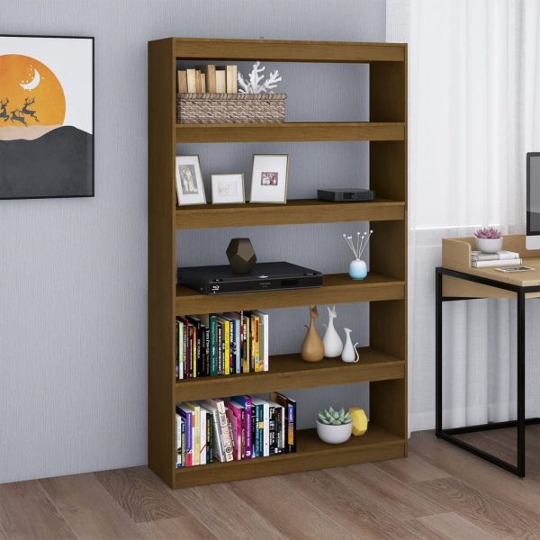 Book Cabinet Solid Pinewood – 100x30x167.5 cm, Honey Brown