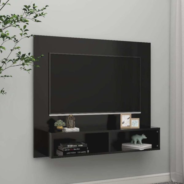 Dublin Wall TV Cabinet 102×23.5×90 cm Engineered Wood – Black