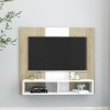 Dublin Wall TV Cabinet 102×23.5×90 cm Engineered Wood – White and Sonoma Oak