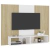 Collinsville Wall TV Cabinet 120×23.5×90 cm Engineered Wood – White and Sonoma Oak