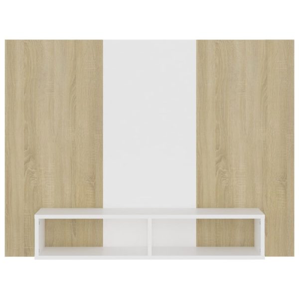 Collinsville Wall TV Cabinet 120×23.5×90 cm Engineered Wood – White and Sonoma Oak
