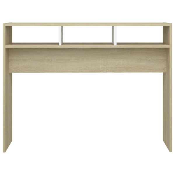 Console Table 105x30x80 cm Engineered Wood – White and Sonoma Oak