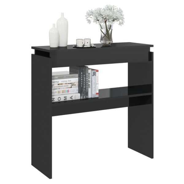 Console Table 80x30x80 cm Engineered Wood – High Gloss Black