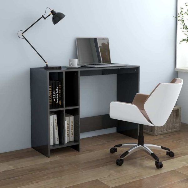 Notebook Desk 102.5x35x75 cm Engineered Wood – High Gloss Grey
