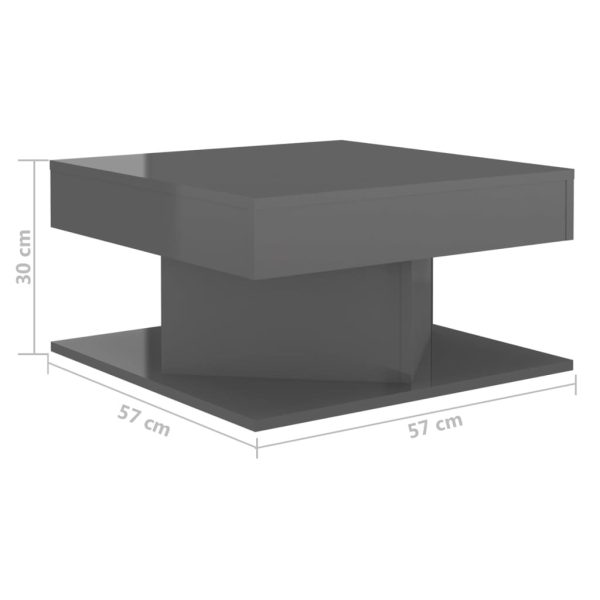 Coffee Table 57x57x30 cm Engineered Wood – High Gloss Grey