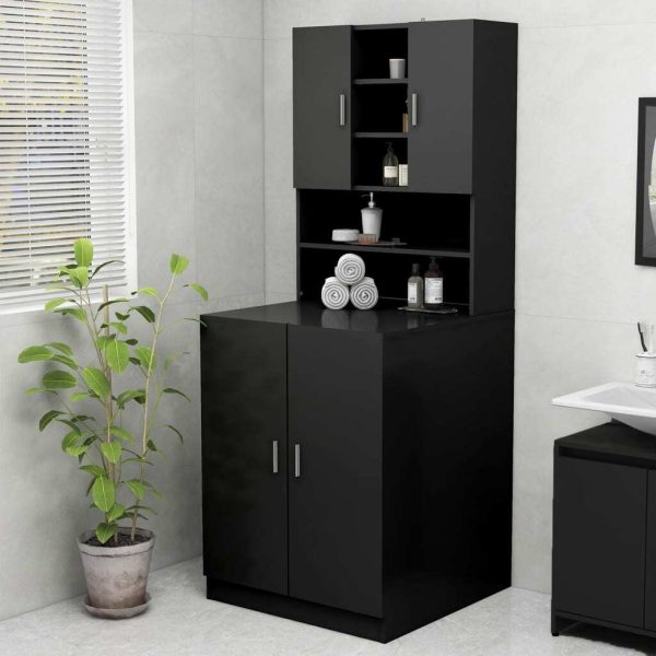 Washing Machine Cabinet 70.5×25.5×90 cm – Black