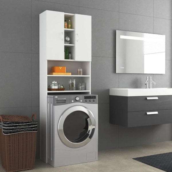 Washing Machine Cabinet 64×25.5×190 cm – White