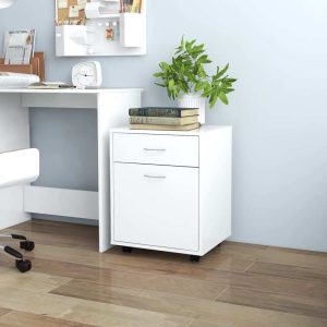 Rolling Cabinet 45x38x54 cm Engineered Wood – White