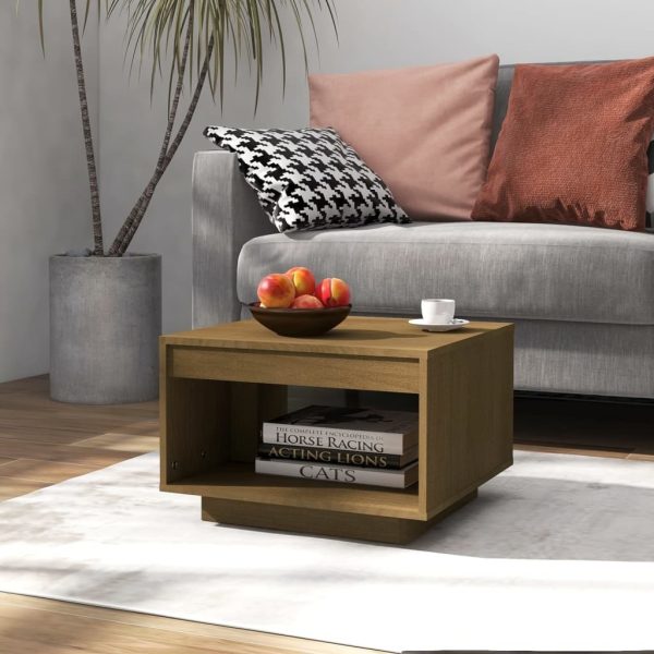 Coffee Table 50x50x33.5 cm Solid Pinewood – Honey Brown