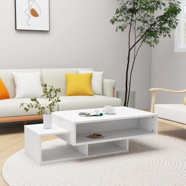 Coffee Table 105x55x32 cm Engineered Wood – White