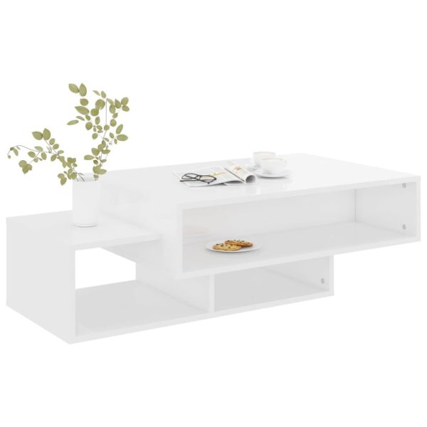 Coffee Table 105x55x32 cm Engineered Wood – High Gloss White