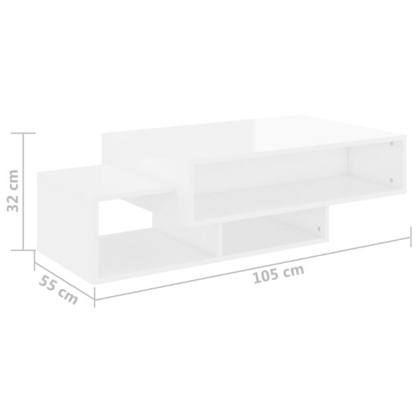 Coffee Table 105x55x32 cm Engineered Wood – High Gloss White