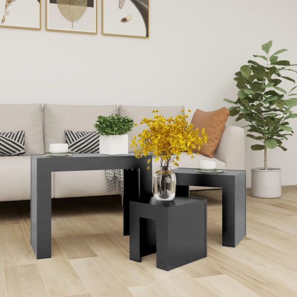 Nesting Coffee Tables 3 pcs Engineered Wood – Grey