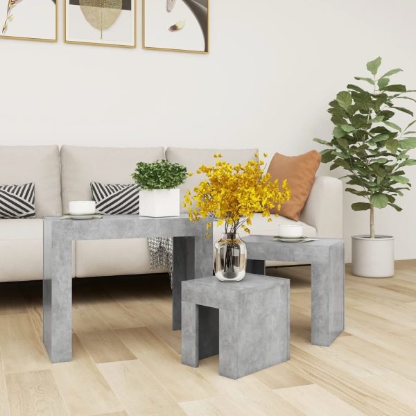 Nesting Coffee Tables 3 pcs Engineered Wood – Concrete Grey