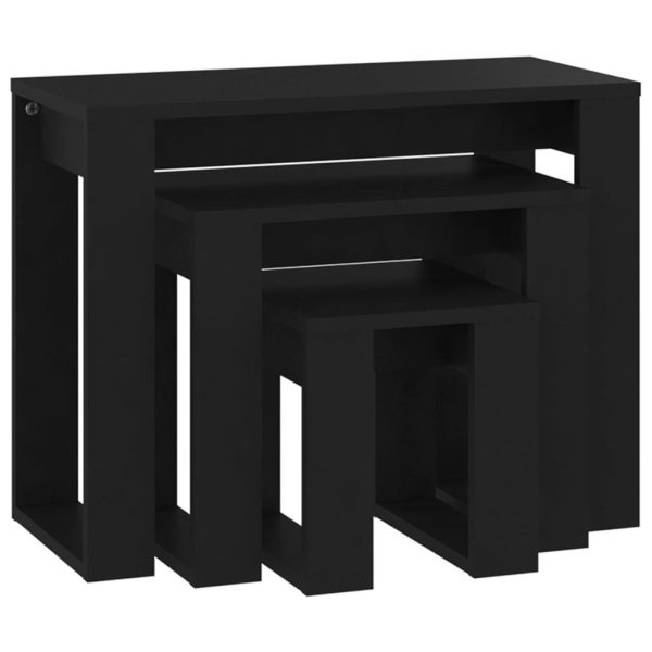 Nesting Tables 3 pcs Engineered Wood – Black