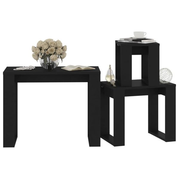 Nesting Tables 3 pcs Engineered Wood – Black