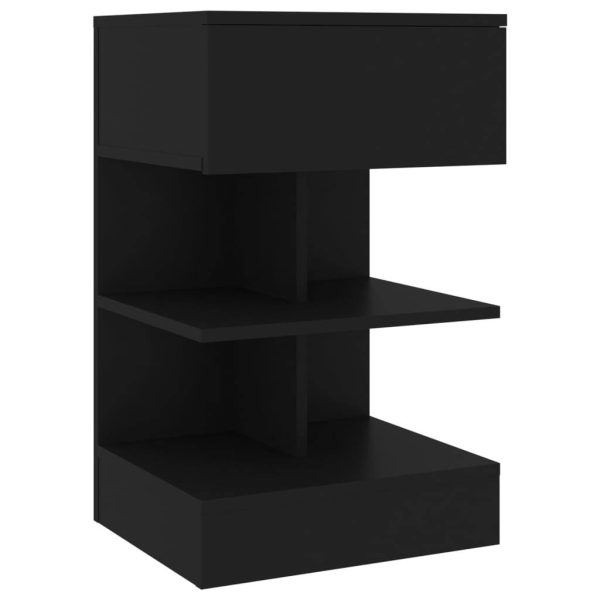 Valparaiso Bedside Cabinet 40x35x65 cm Engineered Wood – Black, 1