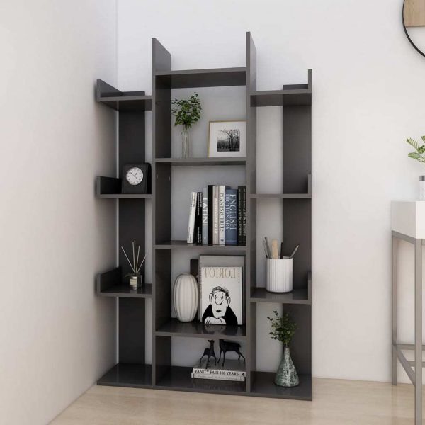 Book Cabinet 86×25.5×140 cm Engineered Wood – Grey