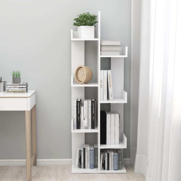 Book Cabinet 48×25.5×140 cm Engineered Wood – White