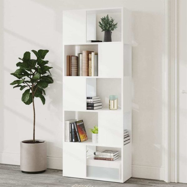 Book Cabinet Room Divider 60x24x155 cm Engineered Wood – White