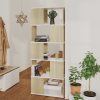 Book Cabinet Room Divider 60x24x155 cm Engineered Wood – White and Sonoma Oak