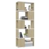 Book Cabinet Room Divider 60x24x155 cm Engineered Wood – White and Sonoma Oak