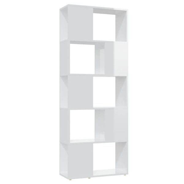 Book Cabinet Room Divider 60x24x155 cm Engineered Wood – High Gloss White