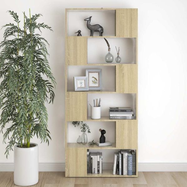 Sullivan Book Cabinet Room Divider 80x24x186 cm Engineered Wood – Sonoma oak