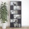 Sullivan Book Cabinet Room Divider 80x24x186 cm Engineered Wood – High Gloss Grey