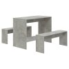 3 Piece Dining Set Engineered Wood – Concrete Grey