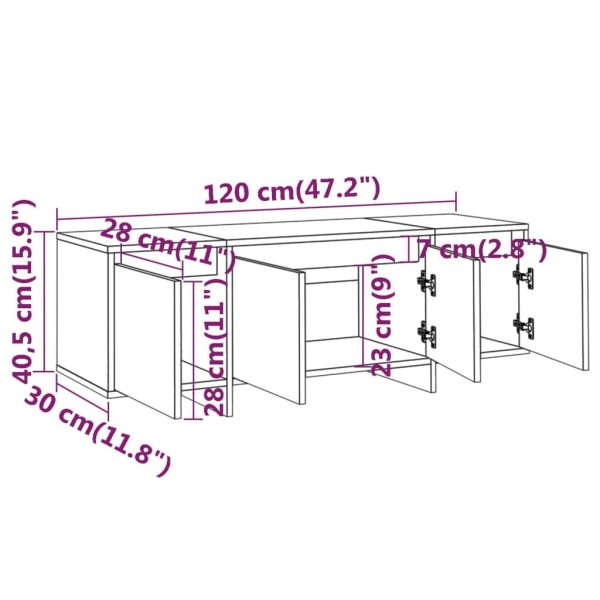 Ottumwa TV Cabinet 120x30x40.5 cm Engineered Wood – White