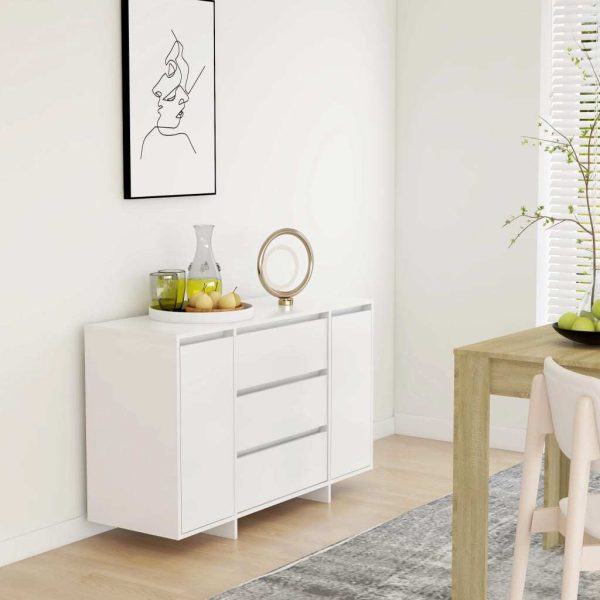 Sideboard with 3 Drawers 120x41x75 cm Engineered Wood – White