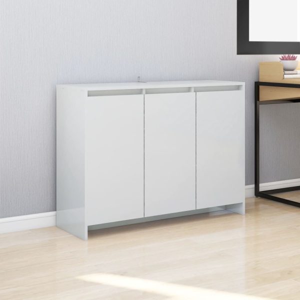 Sideboard 102x33x75 cm Engineered Wood – High Gloss White